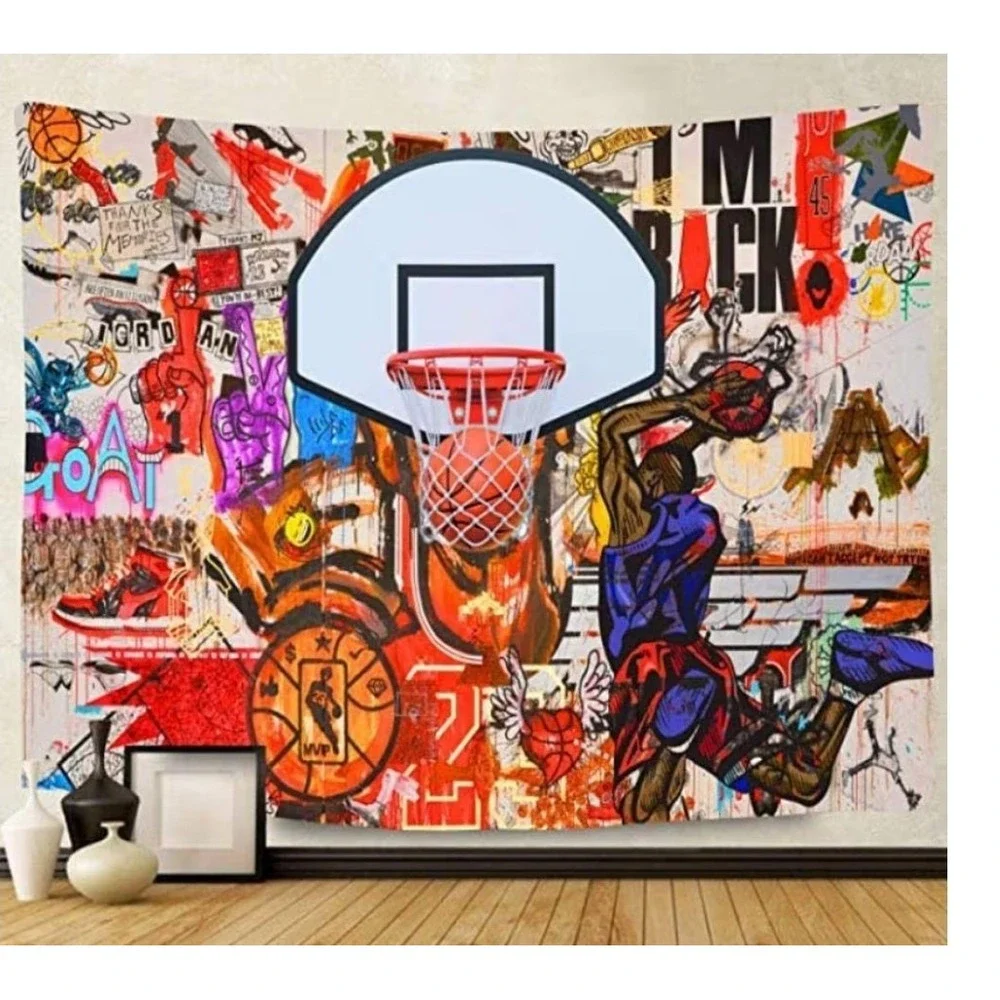 Basketball Tapestry Street Graffiti Wall Art MVP Dunk Sports 40